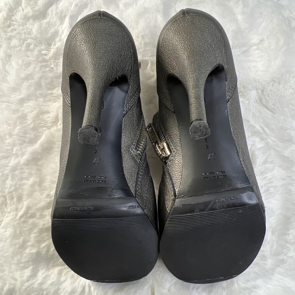 RICK OWENS-Leather Metallic Bootie/Heel’s-Size 37-Made In Italy - Picture 11 of 12